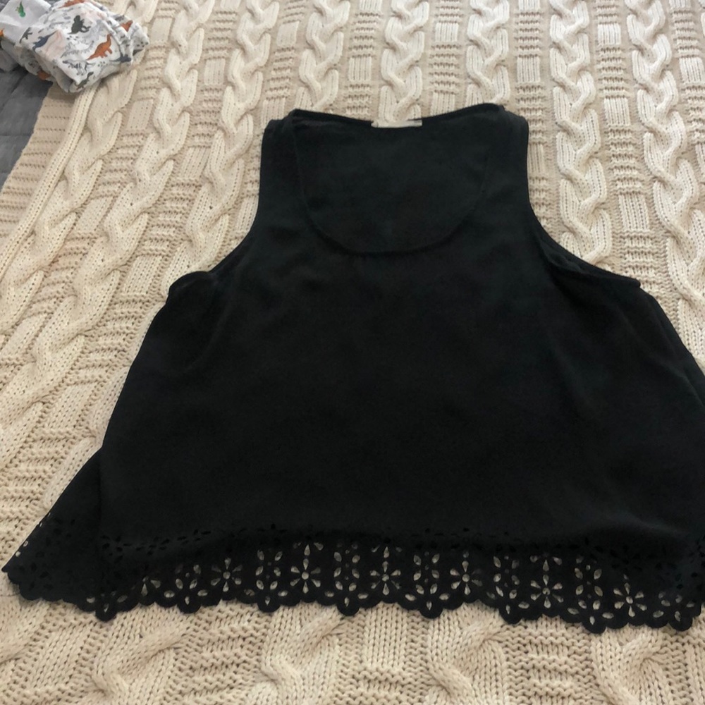 Black crop top with flowering detail